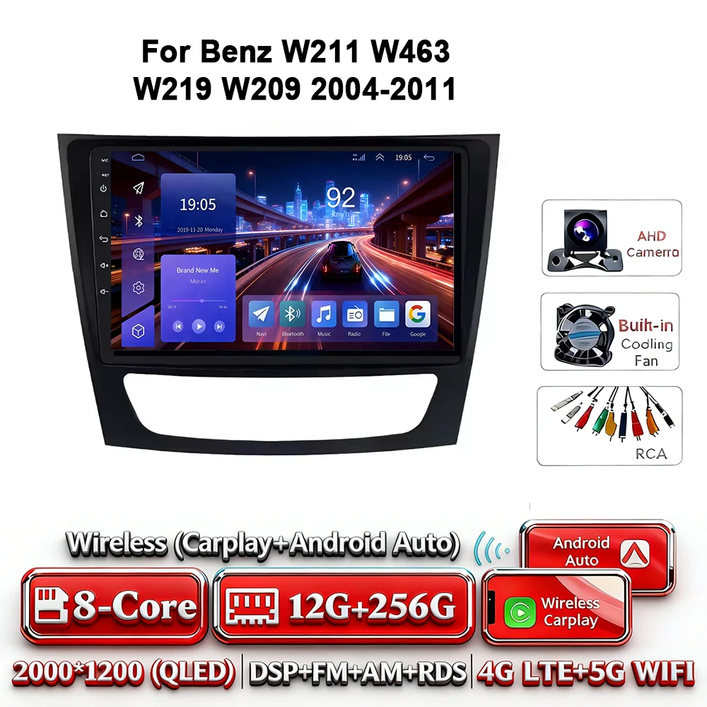 Android 17 autoradio 4G WIFI Carplay voor Mercedes Benz W211 E300 2002-2010 2din DVD GPS Multimedia Bluetooth touchscreen navigatie