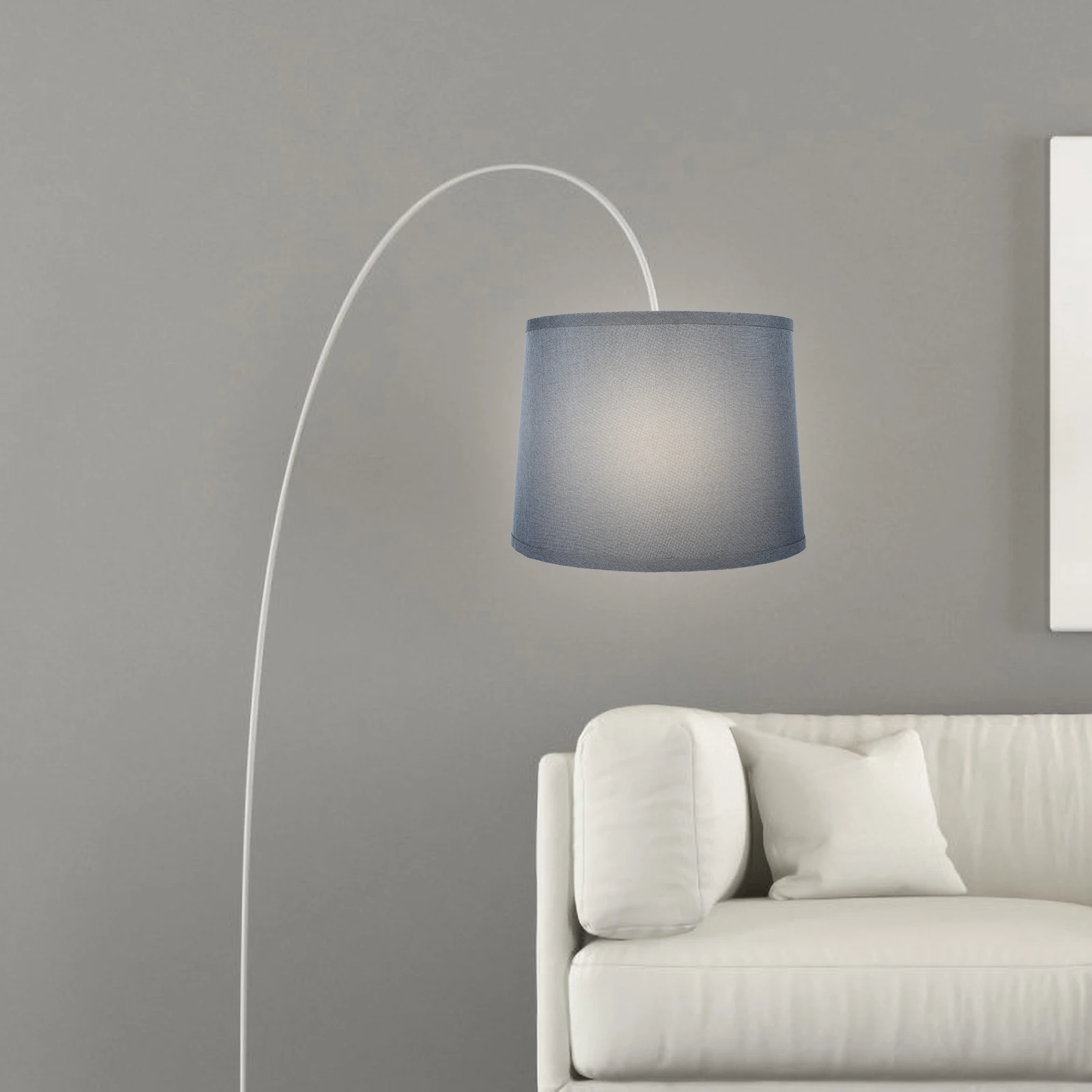 

Round Linen Lampshade Table Floor Light Cover Replacement Simple Ceiling Lamp Shade Iron Frame Easy Installation