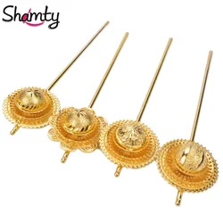 Shamty Hair Sticks Ethiopian Bridal Jewelry Pure Gold Color African Nigeria Sudan Eritrea Kenya Hair Sticks Habasha Style