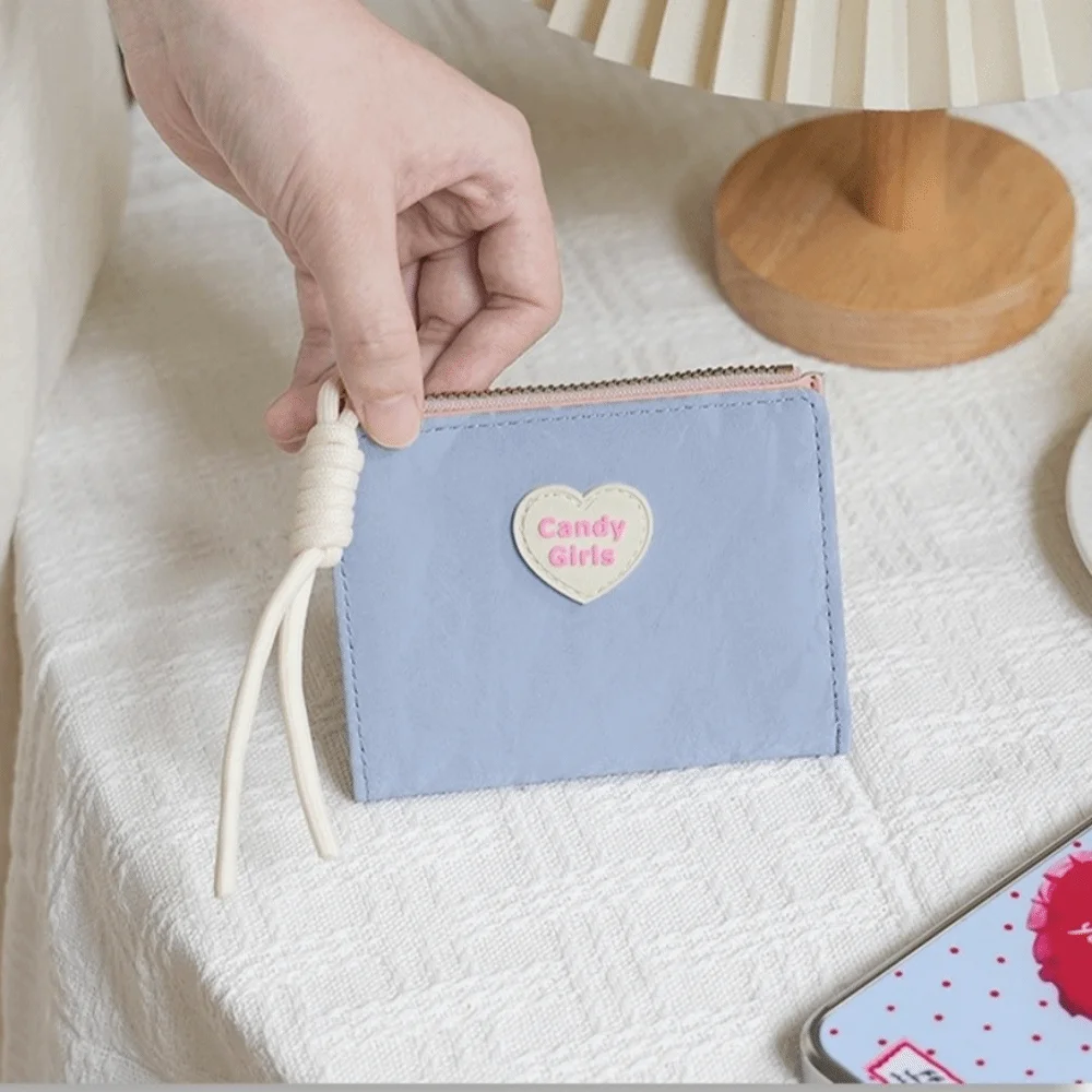 Niedliche kurze Geldbörse mit mehreren Kartenfächern und Herzform, Cartoon-Herz-Kartenhalter, Geldbeutel für Studenten