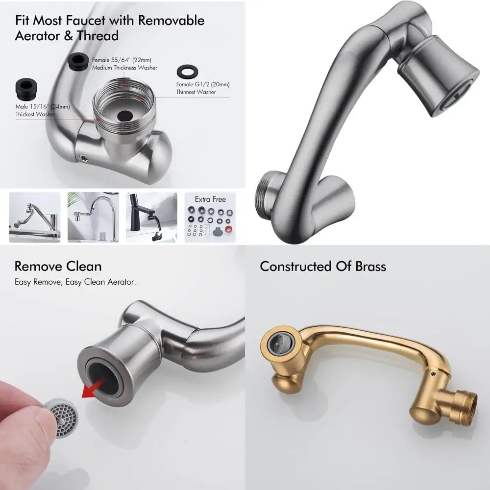 

Universal 1080° Rotating Faucet Extender, Dual-Mode Sink Aerator Attachment, Brushed Nickel Finish