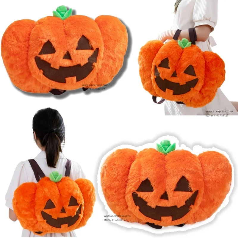 Halloween Pumpkin Backpack Stuffed Horror Trick or Treat Bags for Candy Pumpkin Schoolbag Gift for Kids Girl Boy