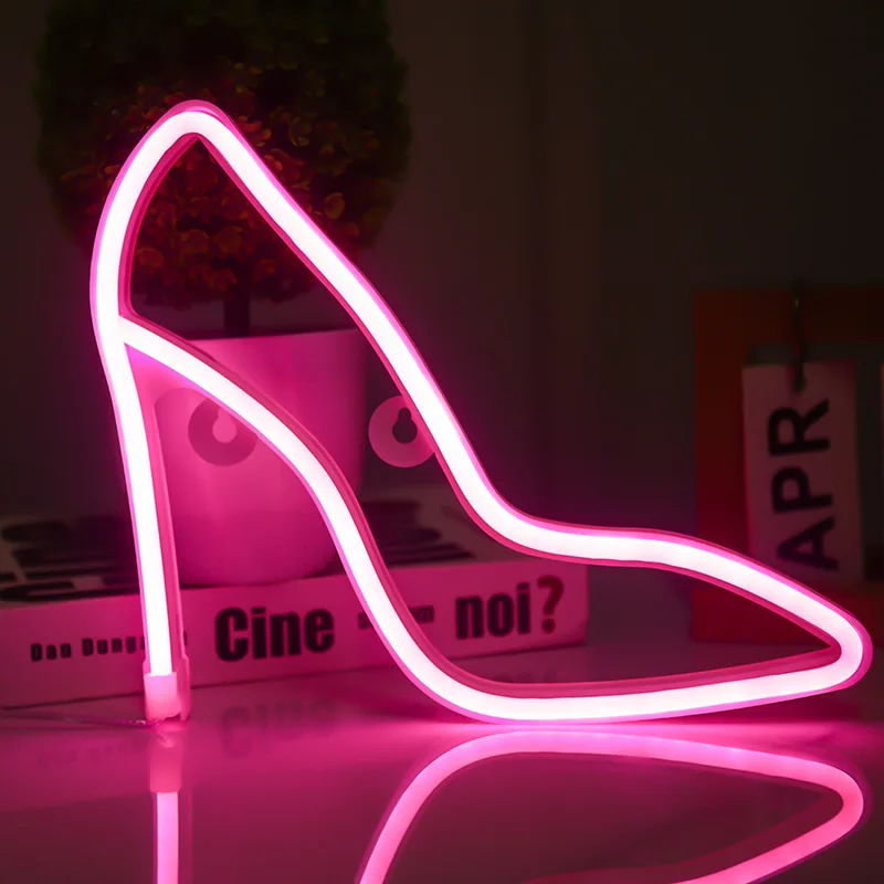 High Heel Neon Sign, USB or Battery Powered - Dual Power, Perfect Gift for Wedding, Party, Mother's Day, and Valentine's Day
