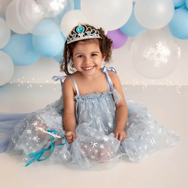 

Baby Girl Tutu Dress Birthday Strap Dress Girl Clothes Summer Elsa Blue Snowflake Princess Mesh Tulle Dresses Party Wholesale