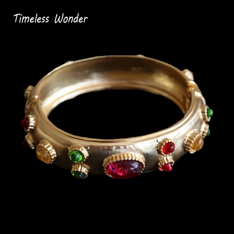 

Timeless Wonder Retro Geo Glass Bangle Women Designer Jewelry Runway Luxury Rare Gift Trendy Top Vintage 1151