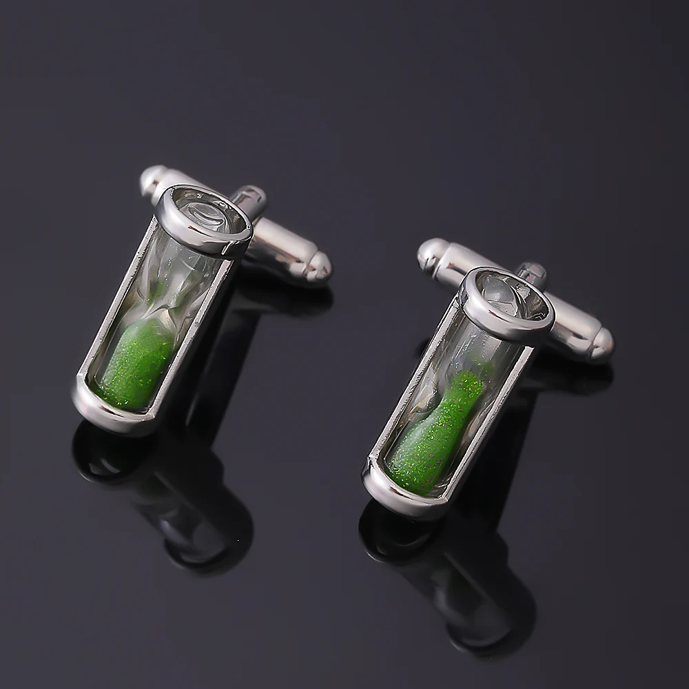 Neuheit Luxus Grüne Sanduhr Manschettenknöpfe Anime Zylinder Magie Herren Marke Hohe Qualität Schmuck Zubehör – Detail 2
