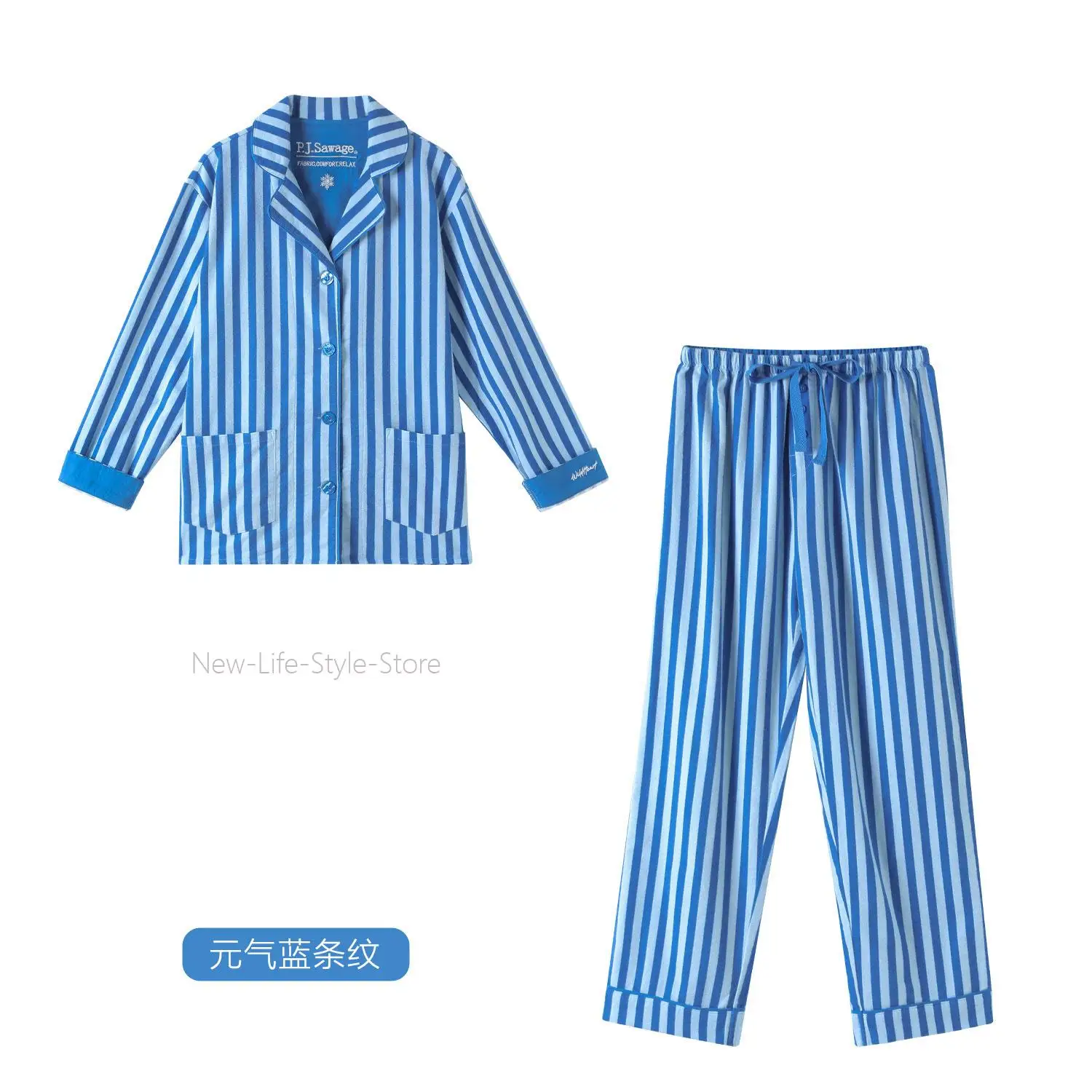 Ladies 100% Brushed Cotton Pajama Set 2Pcs, Spring Autumn Long Sleeve Top & Long Pants, Cute Cartoon Print Home Sleep Loungewear