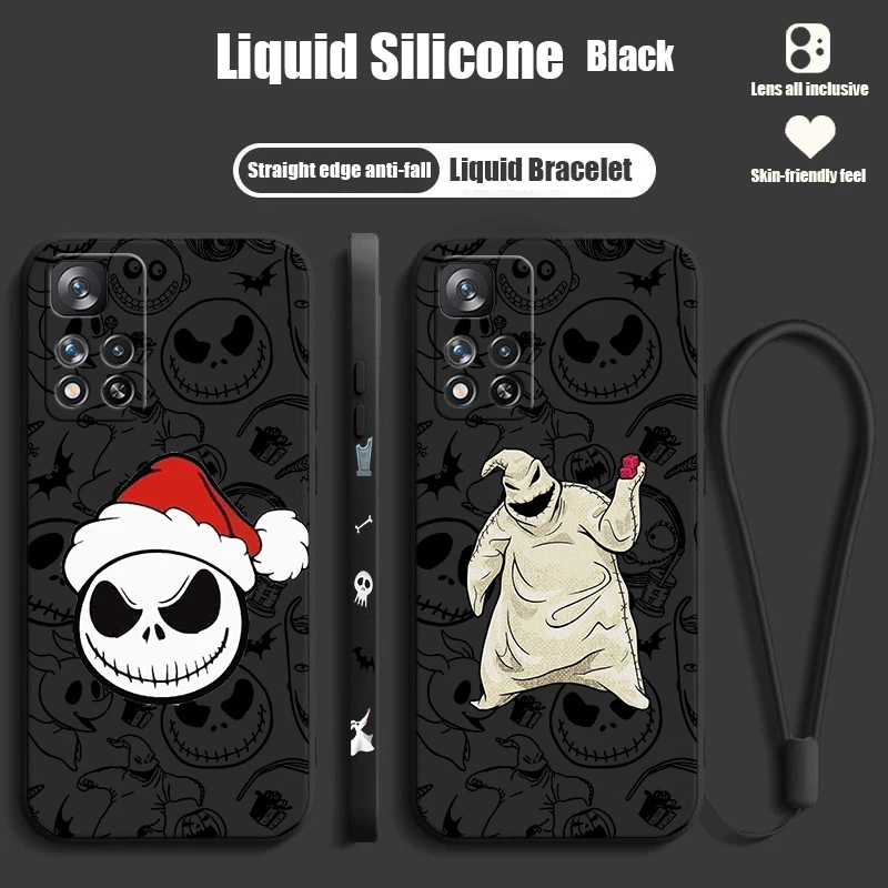 The Nightmare Before Christmas Cute For Xiaomi Redmi Note 13 12 11T 11S 11E 10S 10T 10 Pro Plus Lite Liquid Left Rope