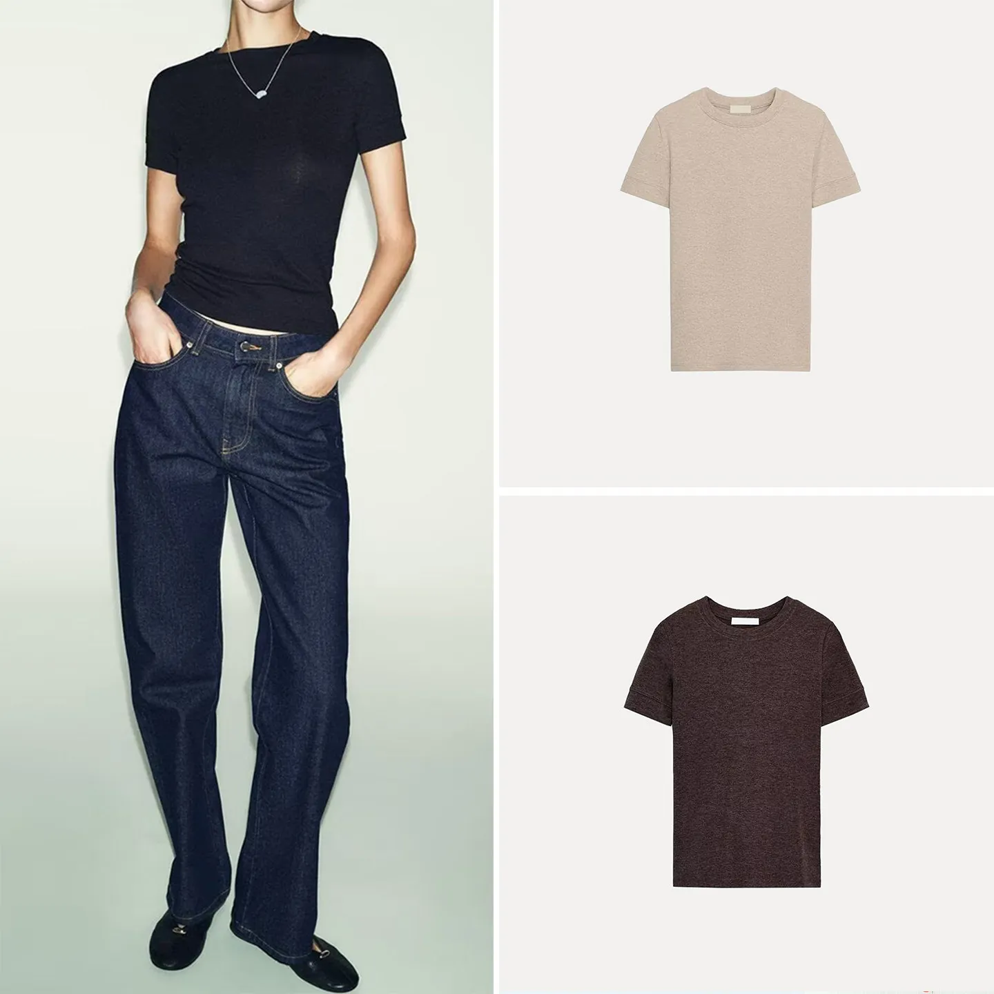 

Faionable mat Women's ort Sve T-irt in Five Colors for Winter 2025 Simple Sli Commute Sle round Ne Top