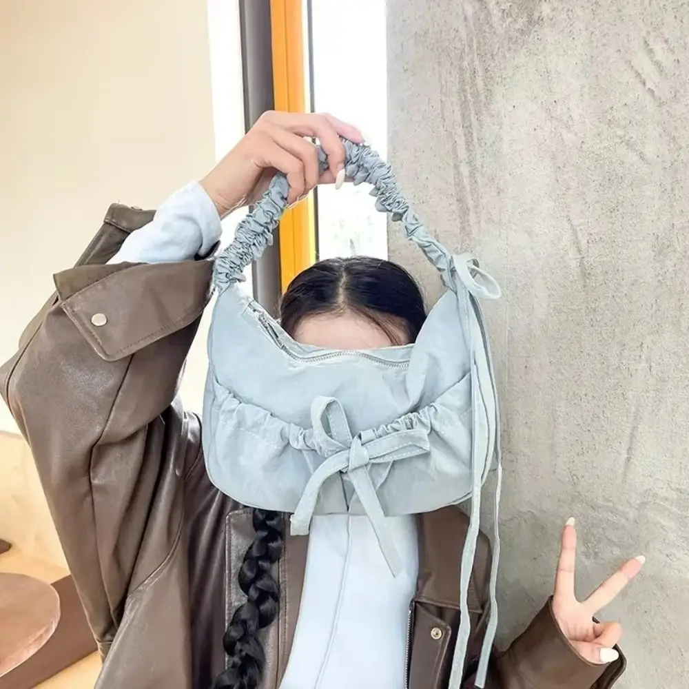 أزياء الصلبة اللون القوس مطوي حقيبة الكورية نمط الحلو مطوي حقيبة كتف سستة شيك حقيبة يد نسائية سيدة