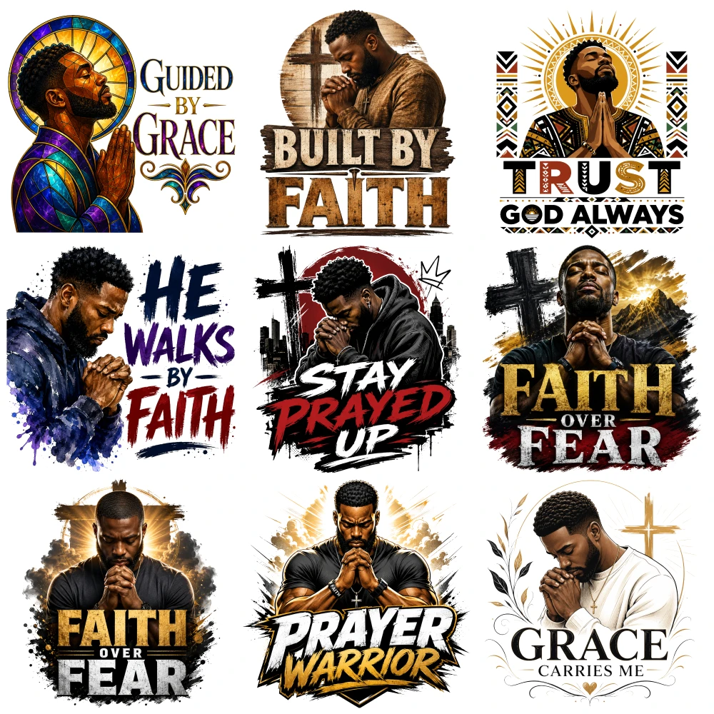 9 Pcs Faith Over Fear Prayer Warrior Grace Carries Me Built By Faith Trust God Always He Walks By Faith Stay Prayed