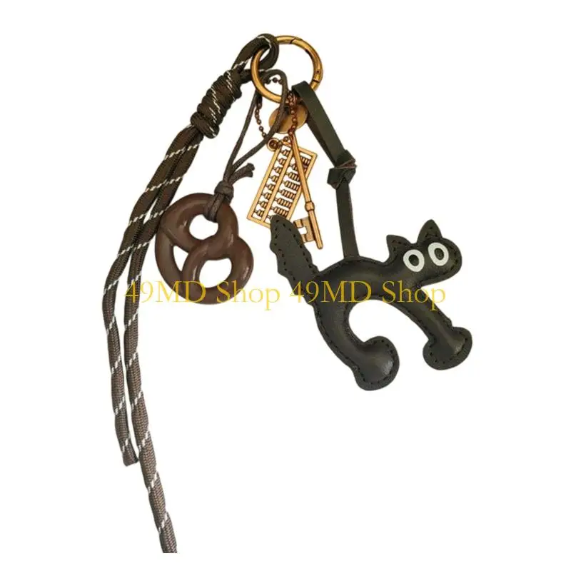 49MD Fashionable Keychain Bag Embellishment Animal Design Polyester Rope Keyring