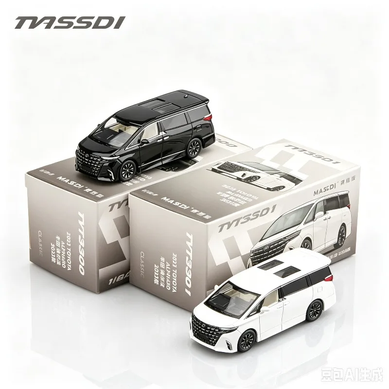MASSDI1:64 Toyota Alphard nanny car MPV alloy die-casting car model, small proportion ornaments Creative holiday gifts for boys.