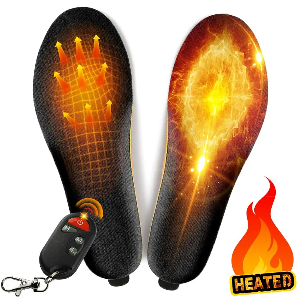 Heated Insoles 2000mAh with Remote Control Male and Female Winter Warm Insole Hiking Memory Sponge Insole Heated Insoles