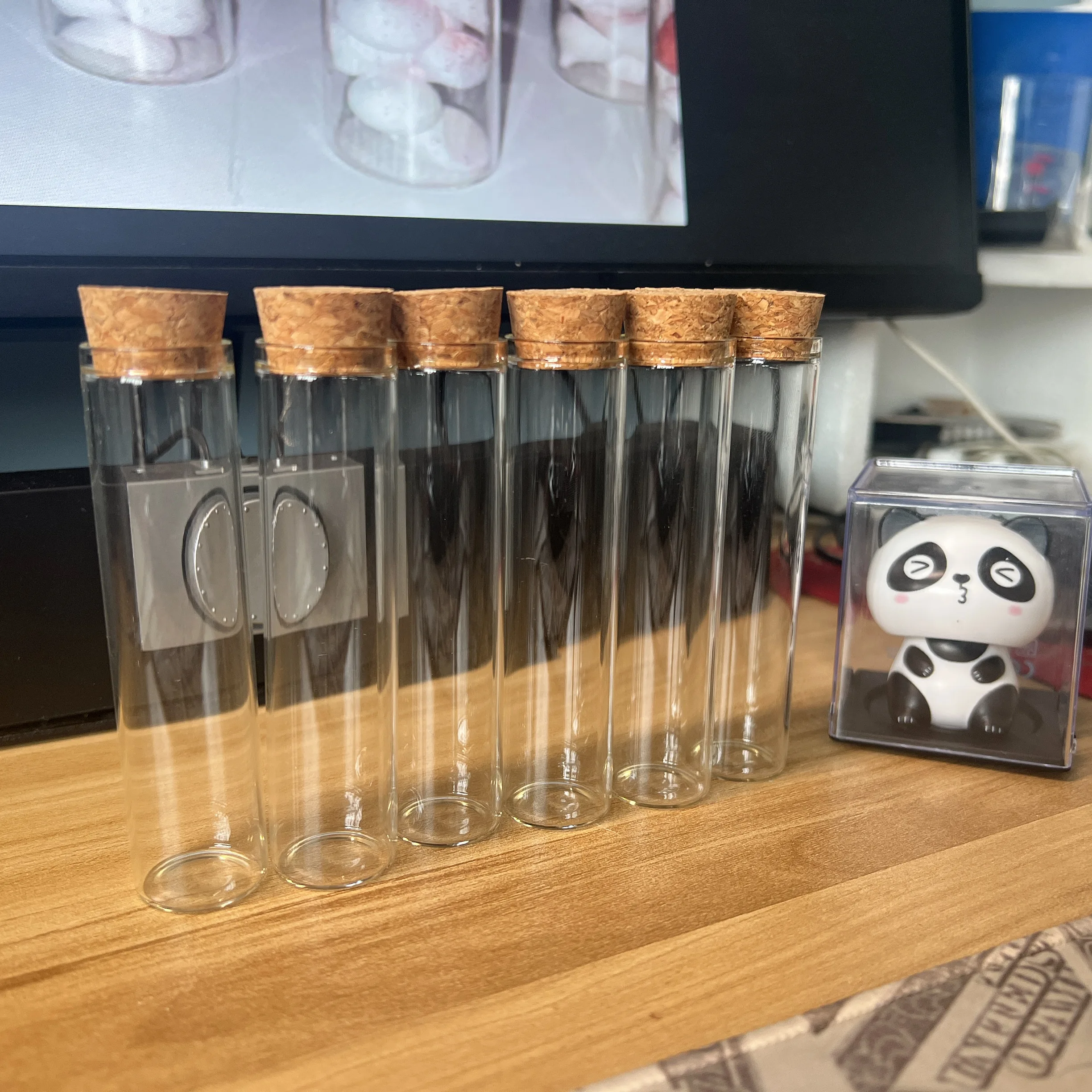 24/40 Pcs 40ml Tall & Slim Glass Vials with Cork Mini Jars  Clear Empty Bottles Wedding Favors Dragee Skinny Test-Tube Decor
