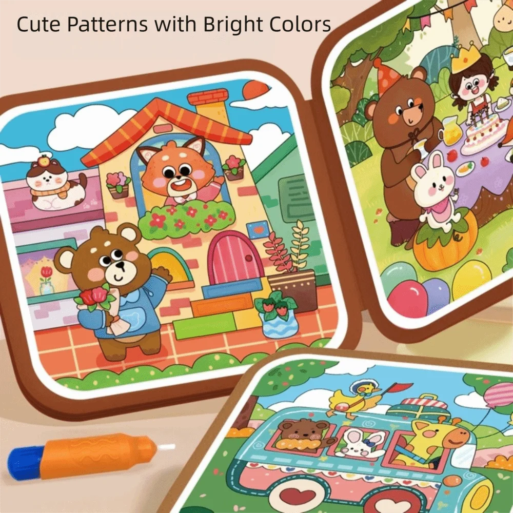 With Pen Water Drawing Book Clean Water Reusable Reusable Coloring Book Multi-scene DIY Design Magic Drawing Book Learning