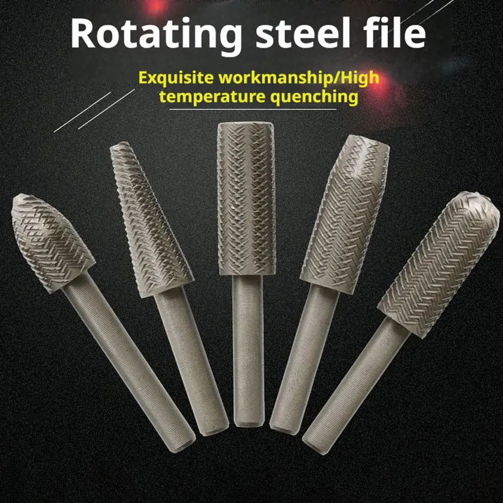 Picture 3: 5/6Pcs Rotary Steel File Set Drill Bits Burrs Metal Grinding Grooved Sanding Engraving Milling Polishing Tool