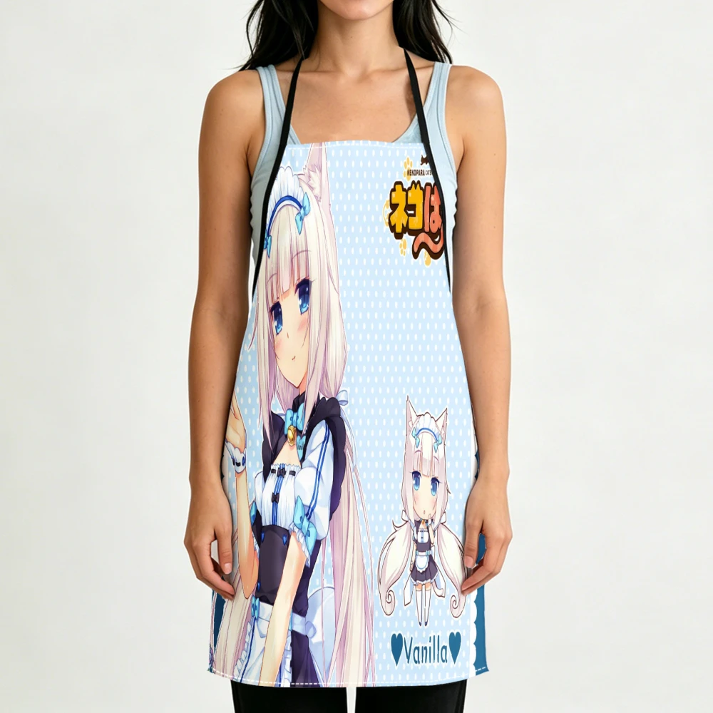 Anime Style Apron Vanilla Character Print Kitchen Aprons Cooking And Baking Use Adjustable Bibs