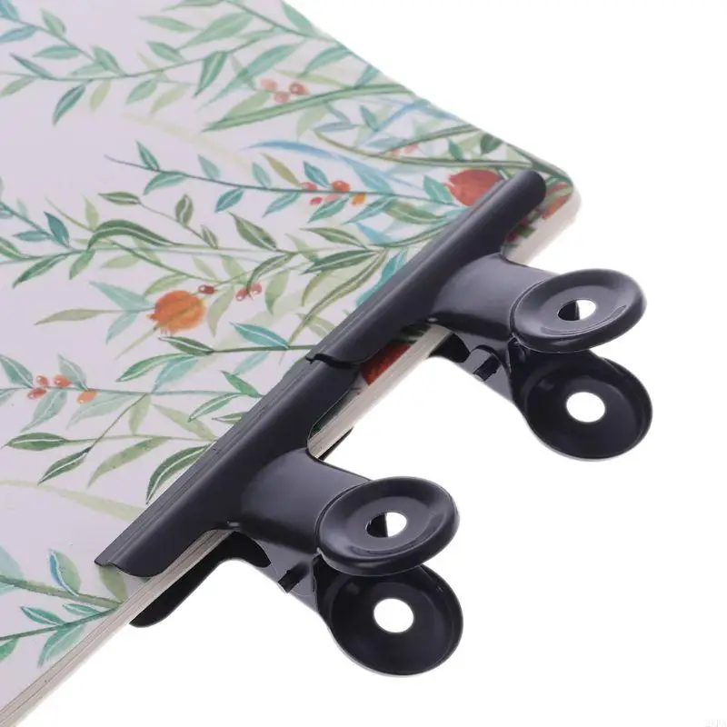 2XPA 5Pcs Letter Clips Stainless Steel Black Metal Paper File Binder Clips