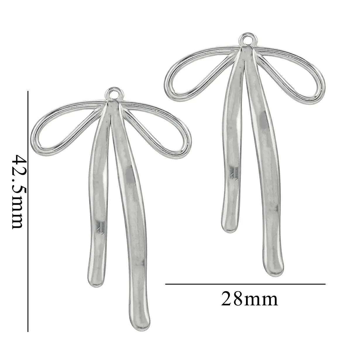 5pcs Stainless Steel Bow Waterproof Gold Charm