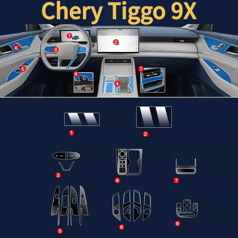 For Chery Tiggo 9X 26Models Dashboard Multimedia GPS Console Navigation Transparent Anti-Scratch Protection Film Modification