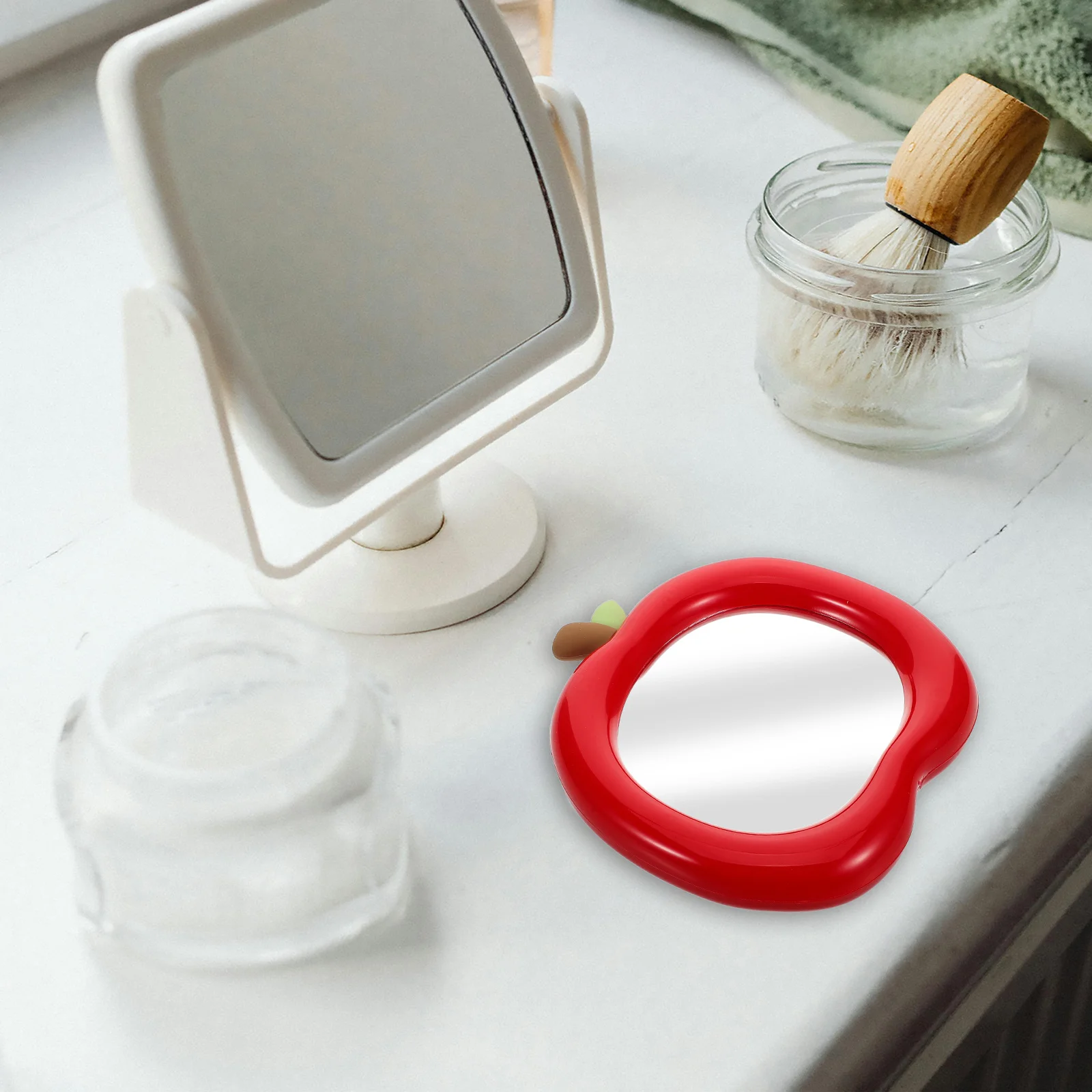 Small Desk Mirror Cute Portable Makeup Compact Adorable Stand for Women Girls Home Office Tabletop Decor Desk Mirror