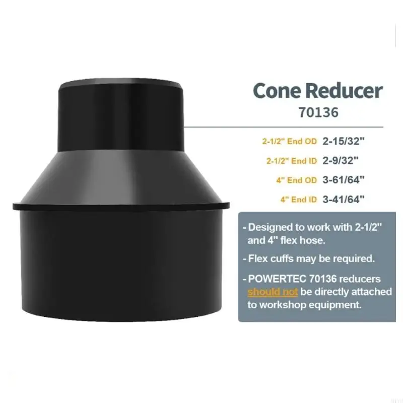 

Efficient Dust Collector Cone Reducer Adapter 4Inch to 2 -1/2inch Fittings for Workshops Cleanliness and Organization M4YD