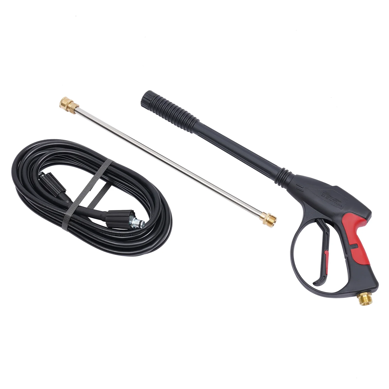High Pressure 3000PSI Car Power Washer Gun Stainless Steel Spray Extension Wand Replacement Lance 5 Nozzle Tips and Hose Kit