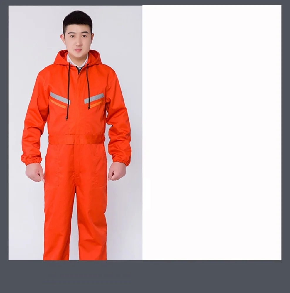 Hi Vis Sicherheits-Arbeitskleidung, Arbeitsoverall, reflektierende Streifen, Kapuze, Arbeiteruniform, Mechaniker, Fabrik, Werkstatt, Matrose, Arbeitsoverall