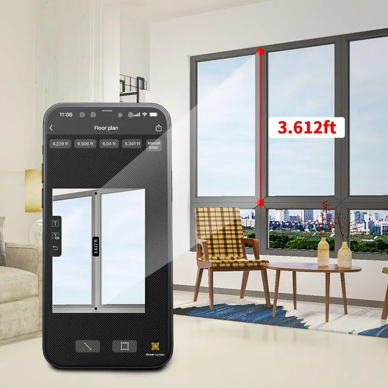 Real Time Data Sharing+Floor Plan Mapping Laser Tape Measure, 229 Ft Laser Measure, ±1/16