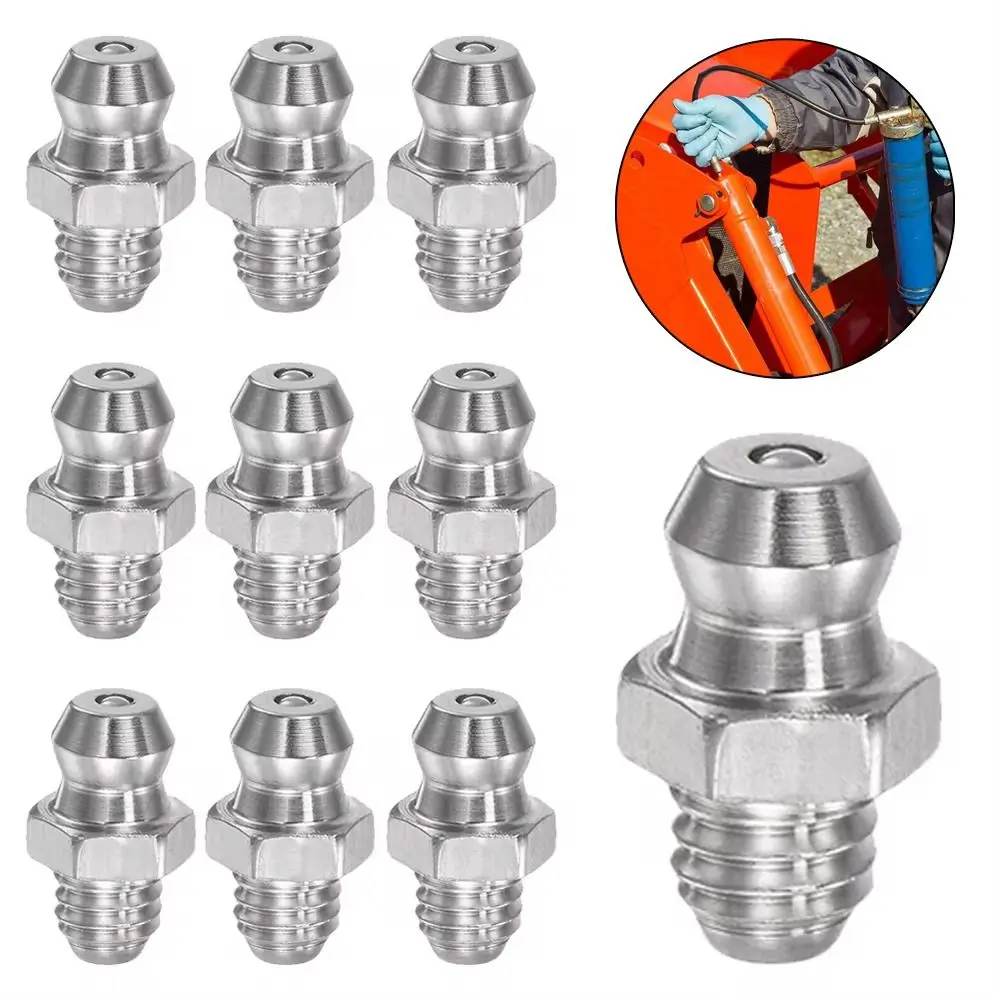 8/16Pcs M6 Thread Grease Nipples 201 Stainless Steel Straight Hydraulic Grease Fitting 14mm Height Car Filling Tools