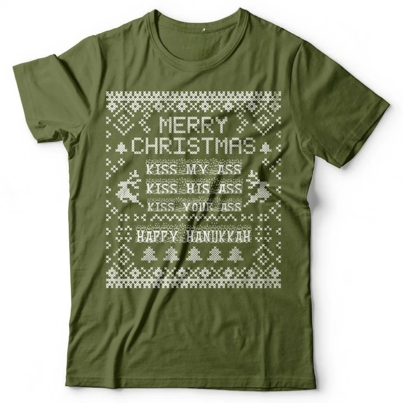 Funny Christmas Popular Culture Movie Quote Unisex T-shirt Happy Hanukkah Merry Christmas Tee Shirt Classics Graphic T Shirts