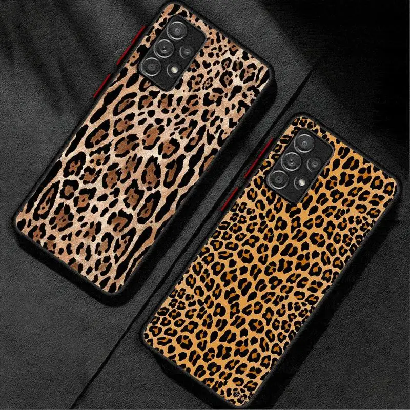 Ins Creative Leopard Print Phone Case for Samsung Galaxy A12 A13 A14 A22 A23 A24 A32 A33 A34 A52 A53 A54 A72 A73 5G Matte Cover