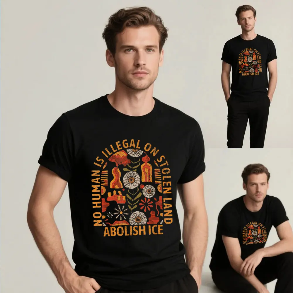 

Retro Abolish Ice Subtle Protest Resist Support Immigrants Men T-Shirt Summer Breathable Camisetas Nostalgia Retro Tops