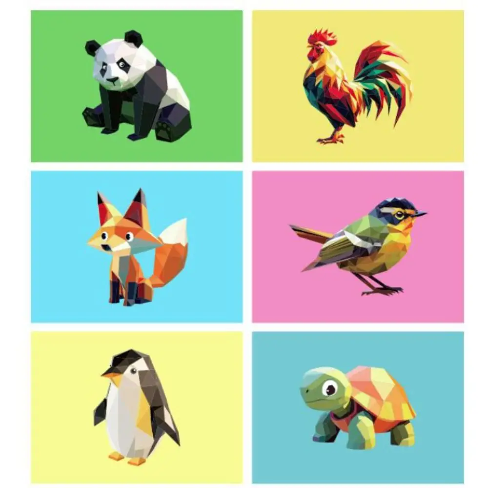 Libros de pegatinas geométricas 3D de papel, juguetes educativos Montessori, Kit de Material de pasta DIY, libro de pegatinas de animales hecho a mano de dibujos animados