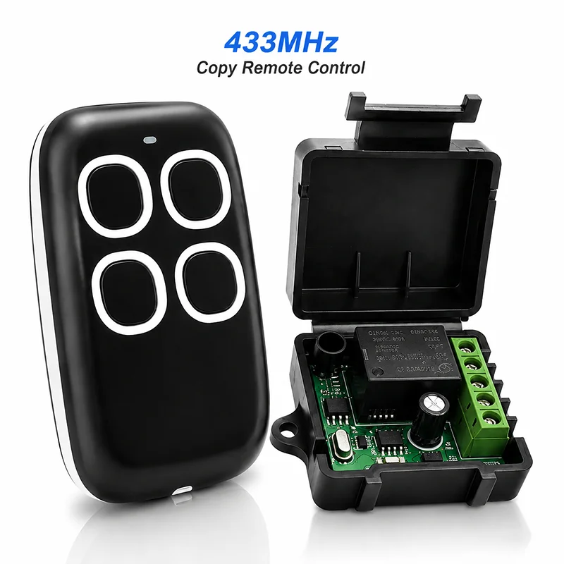 433MHz Universal Garage Gate Remote Cloner, Fixed Code Duplicator for Automatic Door Opener Commands, Self-Copying Controller