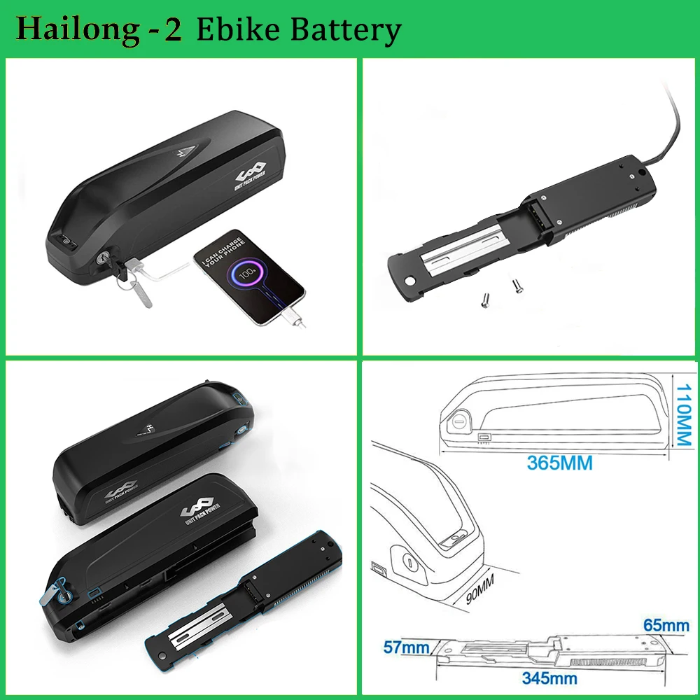 Hailong 21700 Ebike Battery 36V 48V 52V 14.4Ah DownTube Electric Bicycle Lithium Pack for 1500W 1000W 750W 500W  350W 250W Motor