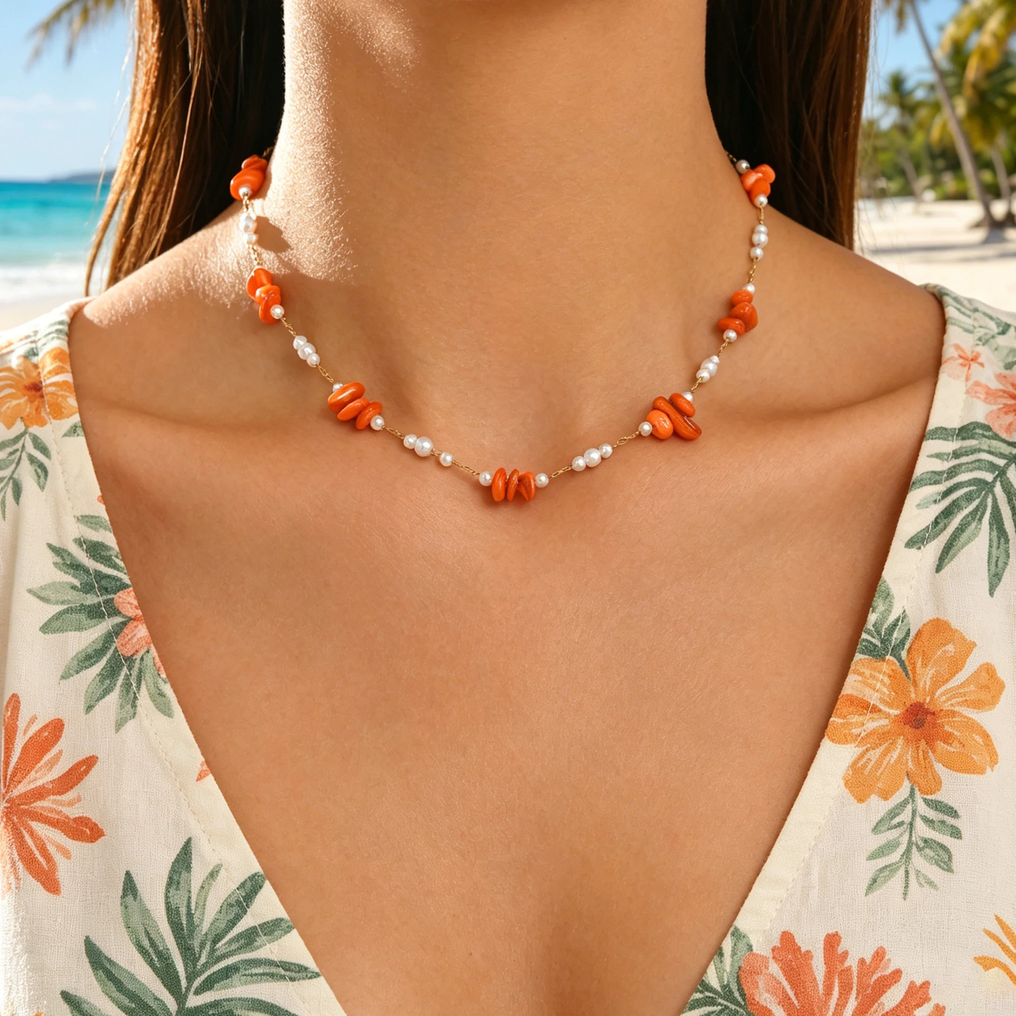 Pearl Trim Chain - Naszyjnik choker ze stali nierdzewnej 316L
