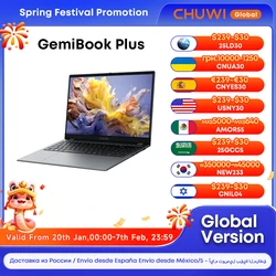 CHUWI-ordenador portátil GemiBook Plus, gráficos Intel N100, 12. ª generación, 15,6 pulgadas, 1920x1080P, 16GB de RAM, 512GB SSD, con ventilador de refrigeración, Windows 11