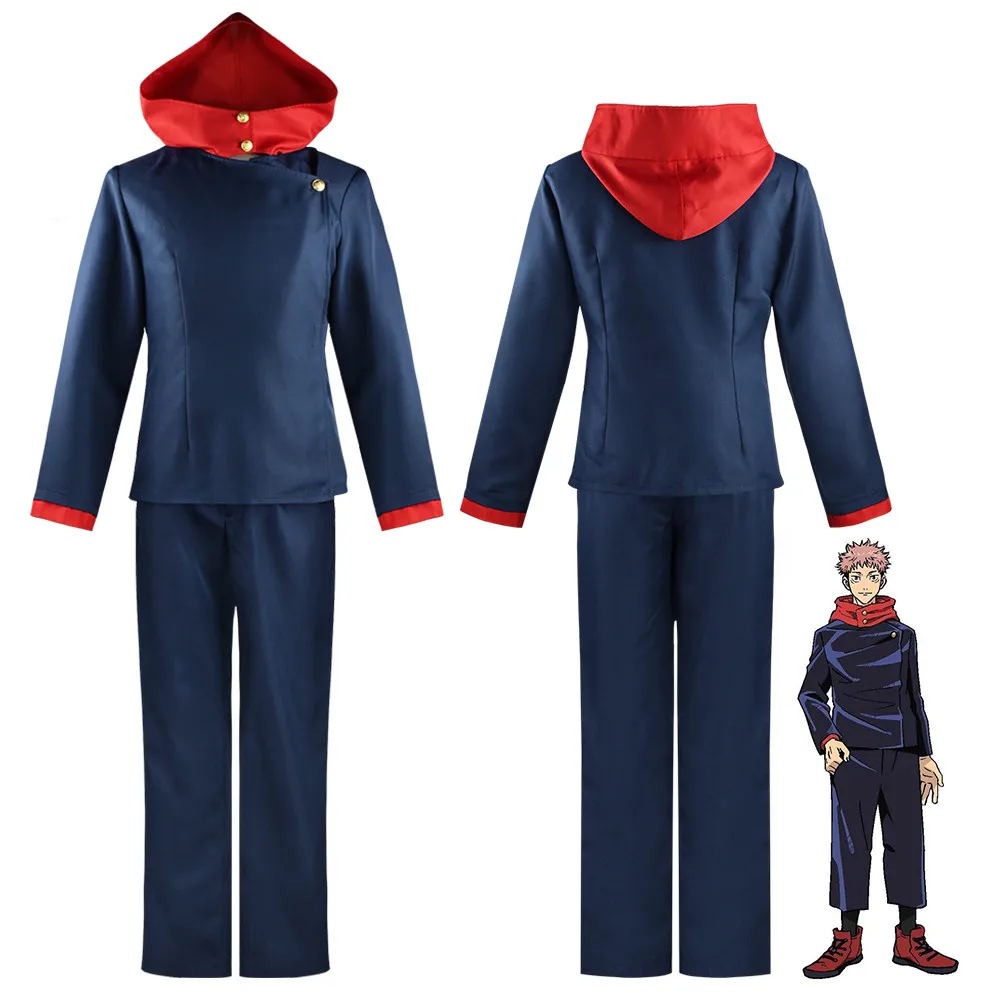 Anime Jujutsu Kaisen Itadori Yuji Cosplay Costume Outfit Uniform Top Pant Full Set Halloween Carnival Suit