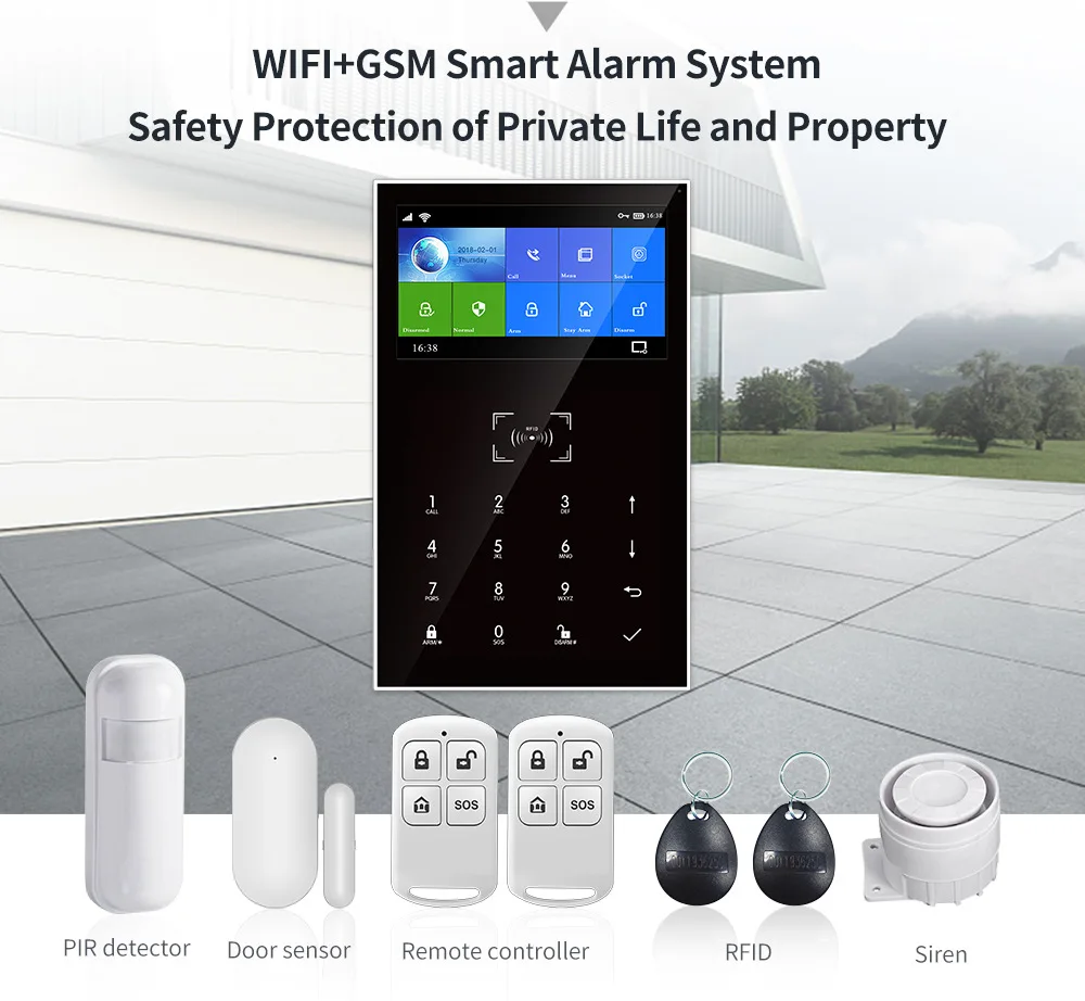 Tuya Smartlife 앱 원격 제어 WIFI GSM /4G 도난 경보 시스템 홈 보안 도어 창문 알람 센서