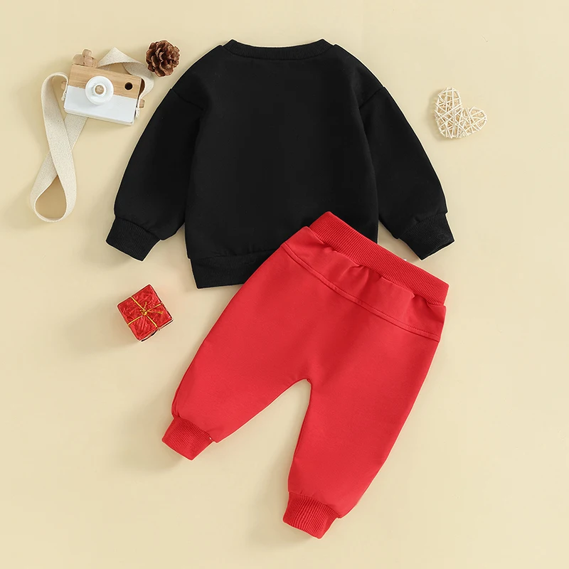 Infant Baby Boy Valentine s Day Outfit Mama s Boy Print Shirts Crewneck Sweatshirt Jogger Pants Valentines Clothes