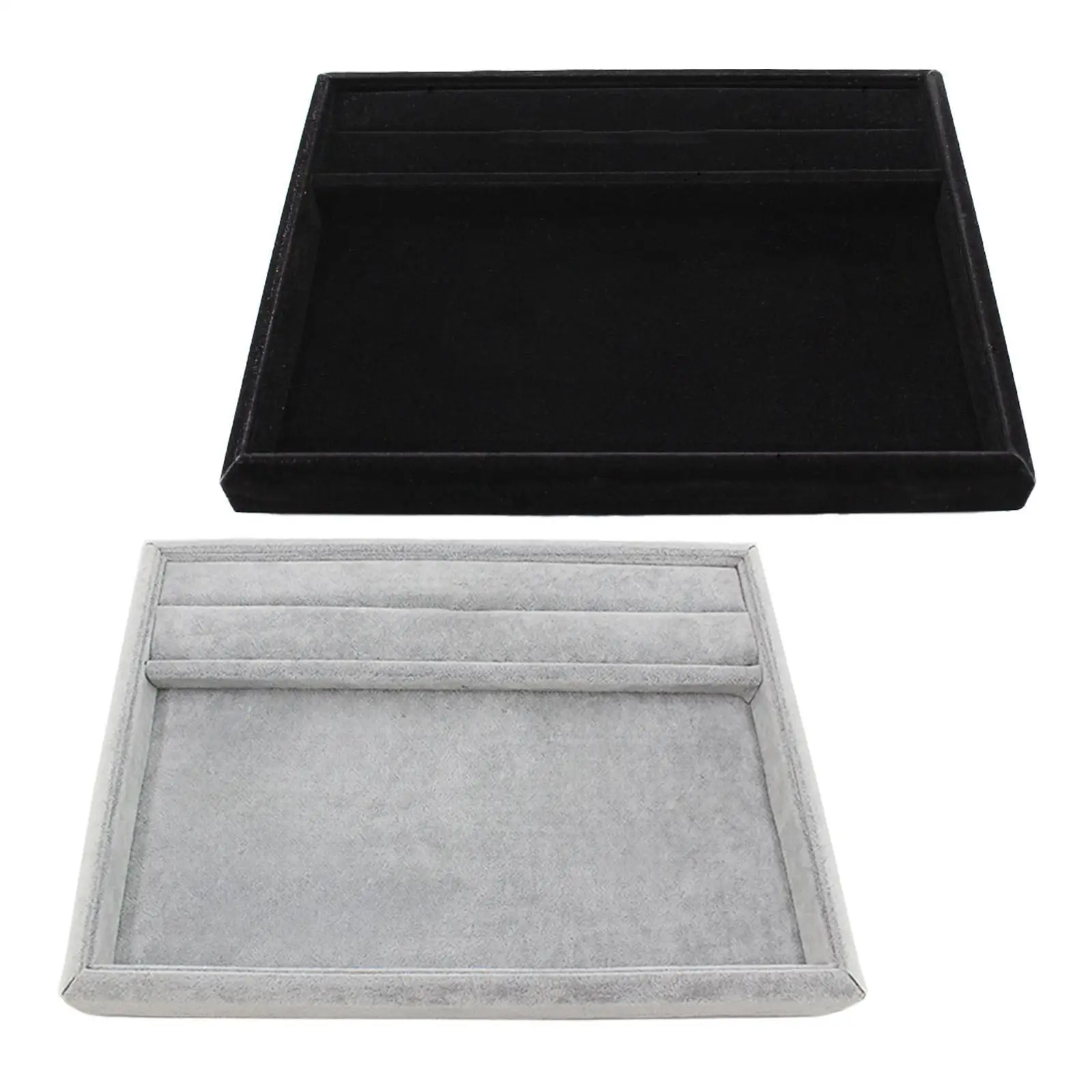 Jewelry Organizer Tray Velvet Display Stackable Holder Empty Plate for Rings Necklaces Bracelets Home Storage