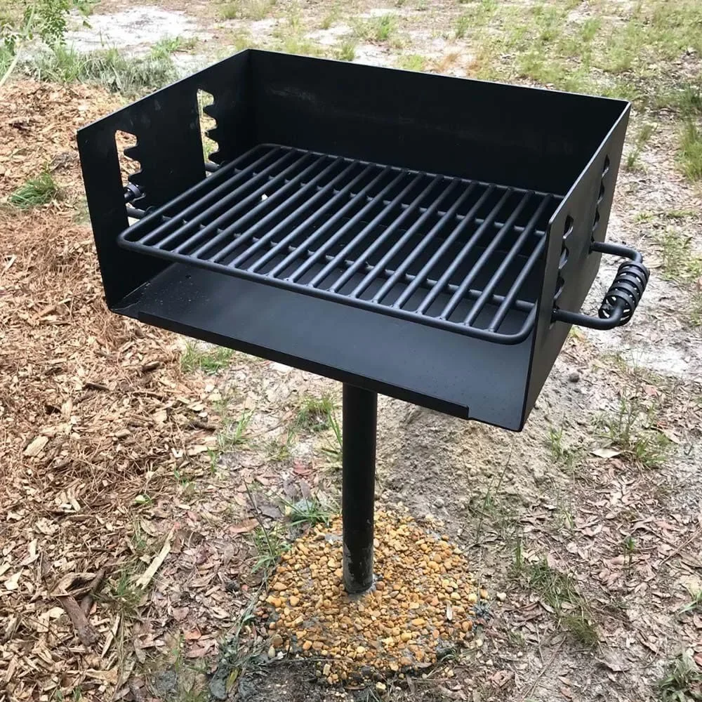 Park-Style Grill, In Jumbo Charcoal Grill, Single Post Outdoor Cooking Backyard BBQ, Camp Grilling Barbecues, Charcoal Grills