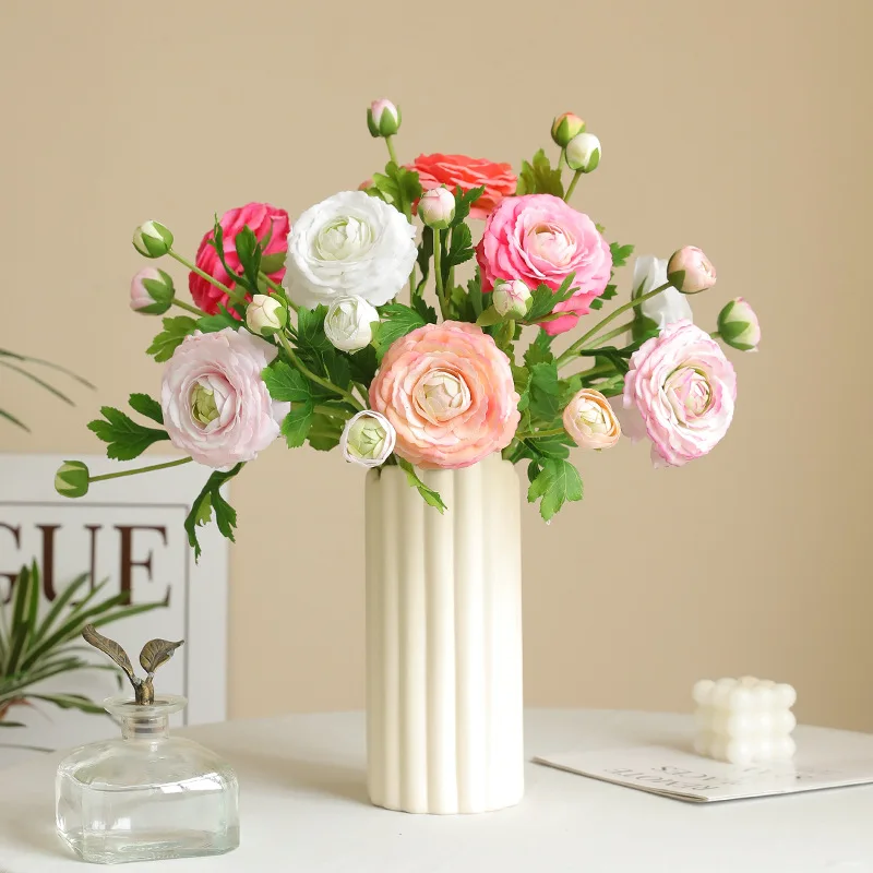 5 Stück Feuchtigkeitsspendende 3-köpfige Künstliche Blumen aus Tau-Lotus und Pfingstrose mit Echtem Touch Luxuriöse Tischdekoration für Zuhause Künstliche Blumen Hochzeitsdekoration – Detail 5