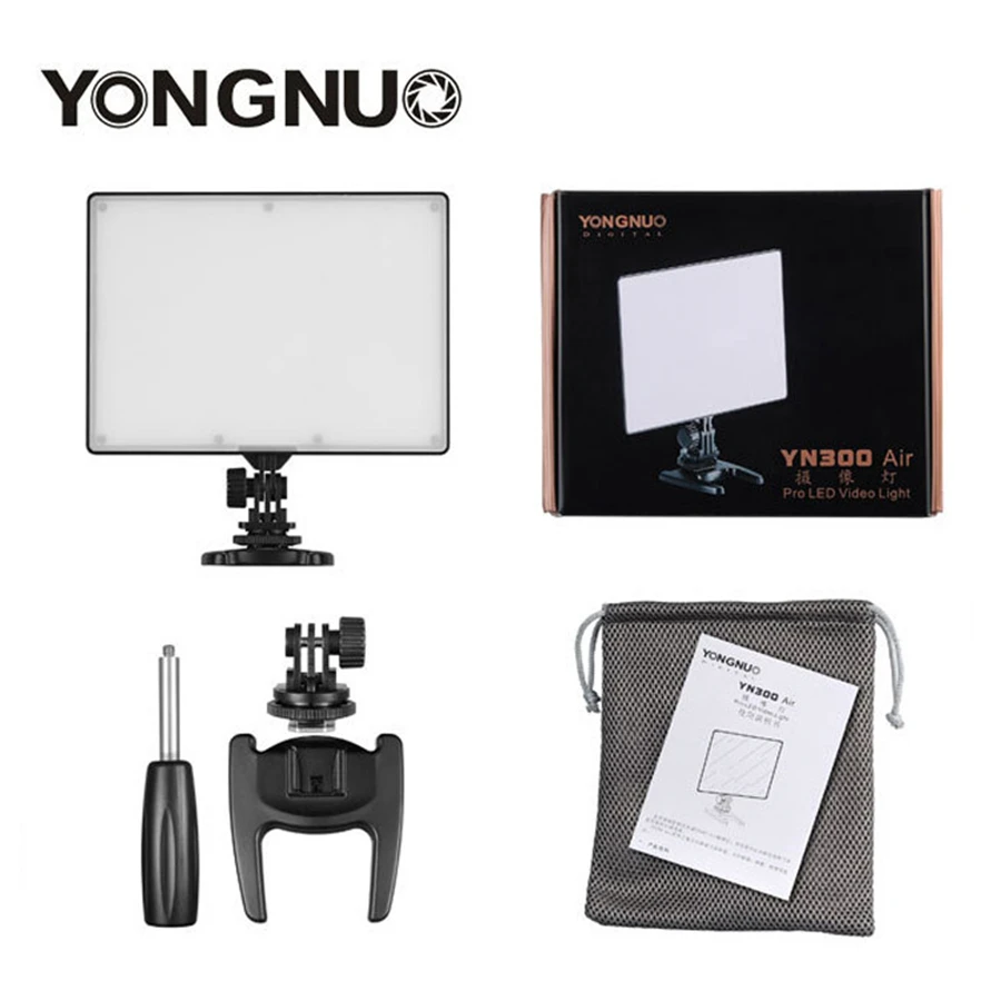 YONGNUO YN300 Air YN-300 Air Pro LED Camera Video Light Video Photography Light+AC Power Adapter Charger Kit for Canon Nikon