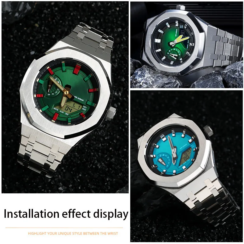 For Ca-sio GSHOCK GA-2100 GA-2110 The 3rd 4th Generation Watch Case Parts Waffle Dial  GA2100  GA2110 Inner Shadow Circle Bezel