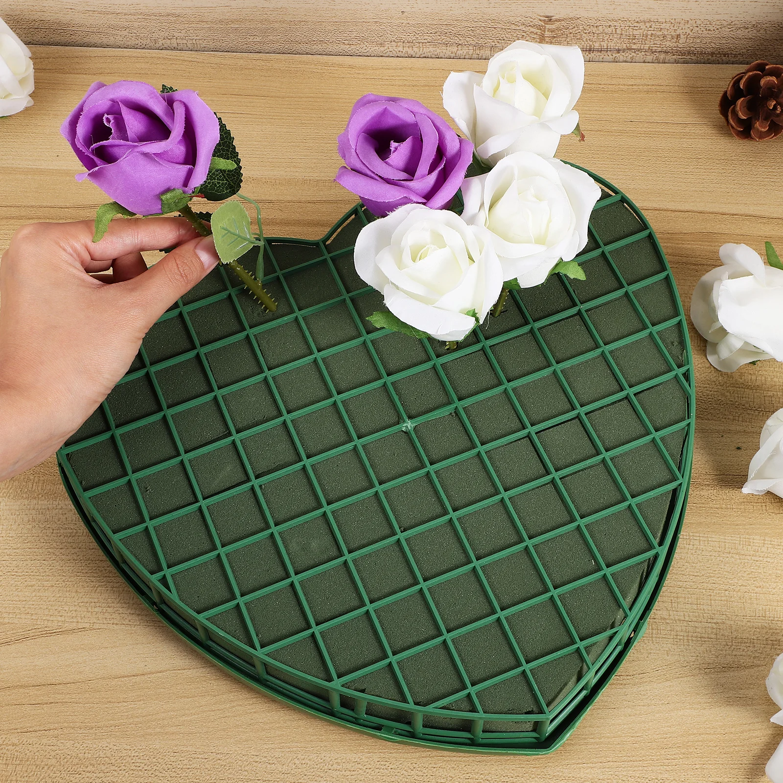 1 قطعة ورود رأس السيارة الديكور DIY بها بنفسك امتصاص الماء الطين شفط كأس حفل زفاف الأزهار الطين اكسسوارات الأخضر شكل قلب كبير