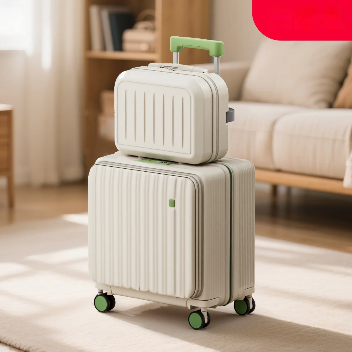 

20 inch Carry-on Suitcase Front Opening Travel Luggage with Cup Holder Zipper PC Large Deep Warehouse Suitcase set