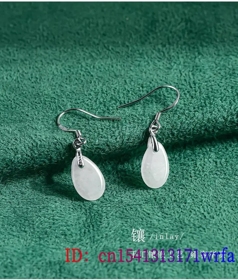 Brincos birmaneses de jade para mulheres, encantos brancos, charme da moda, talismãs, esmeralda, amuletos chineses, jóias naturais